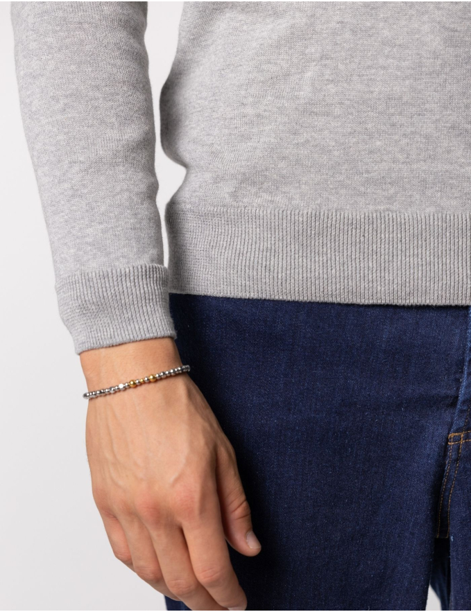 CAMISOLA DE MALHA DECOTE V CINZA MESCLA