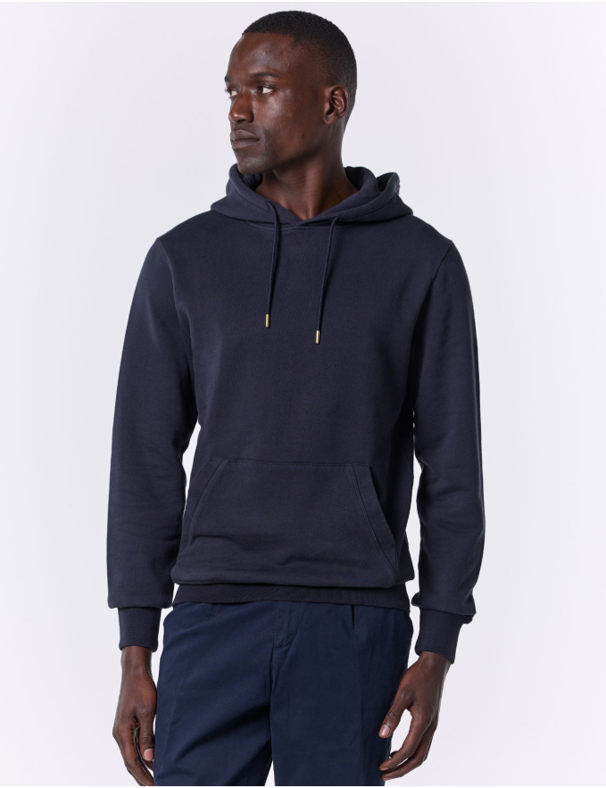 HOODIE DE ALGODÃO AZUL MARINHO