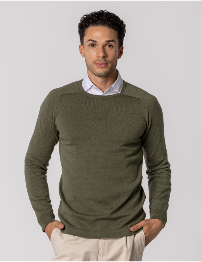 CAMISOLA DE MALHA DECOTE REDONDO VERDE SECO