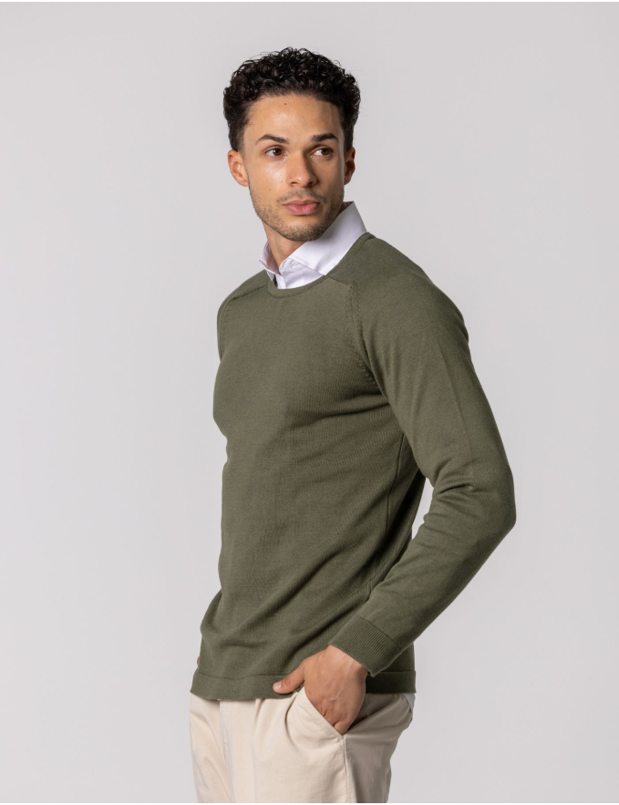 CAMISOLA DE MALHA DECOTE REDONDO VERDE SECO