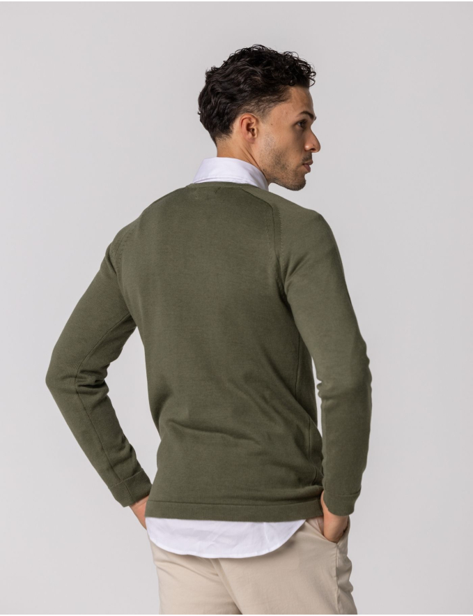CAMISOLA DE MALHA DECOTE REDONDO VERDE SECO