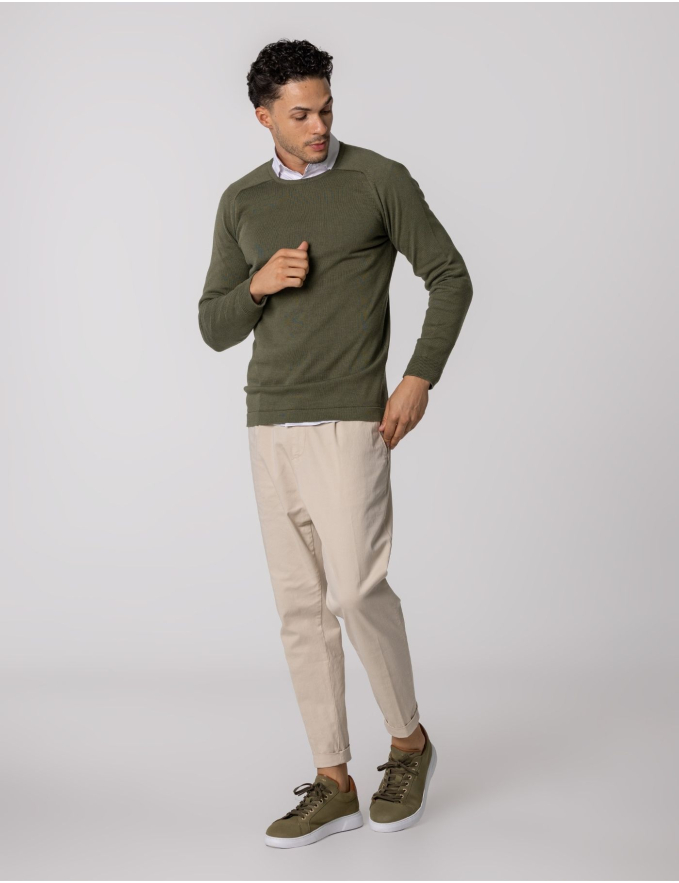 CAMISOLA DE MALHA DECOTE REDONDO VERDE SECO