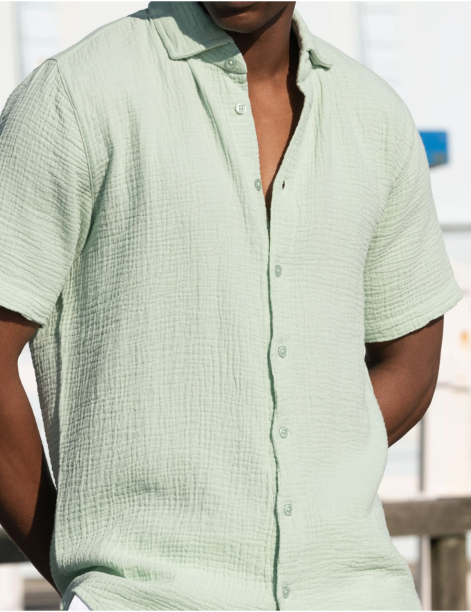 CAMISA MUSSELINA PISTÁCIO