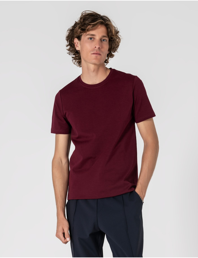  T-SHIRT DE ALGODÃO E POLIAMIDA BORDEAUX