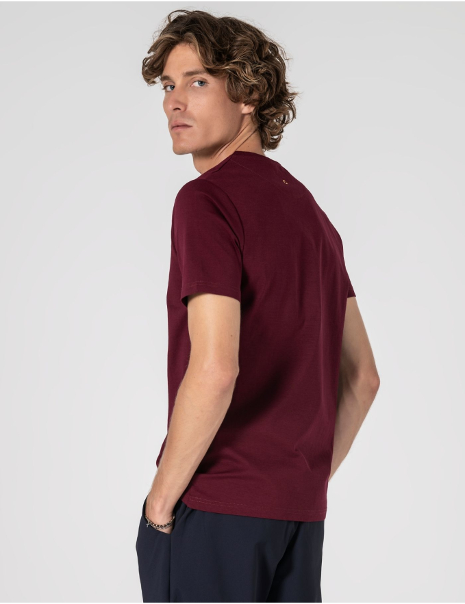  T-SHIRT DE ALGODÃO E POLIAMIDA BORDEAUX
