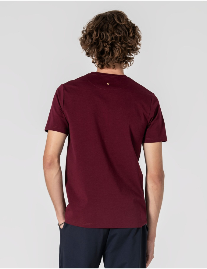  T-SHIRT DE ALGODÃO E POLIAMIDA BORDEAUX