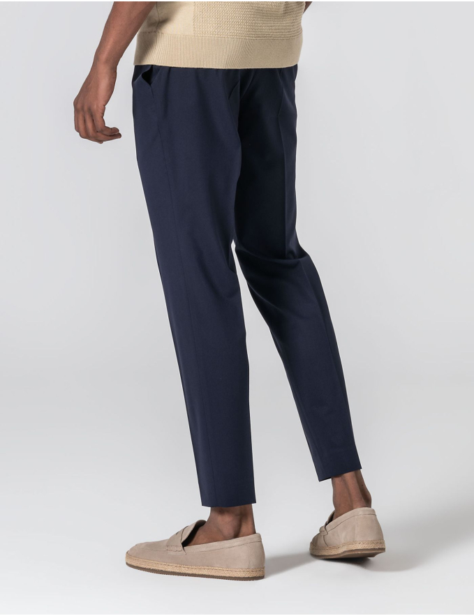 CALÇA DE ALFAIATARIA CINTURA SUBIDA AZUL MARINHO