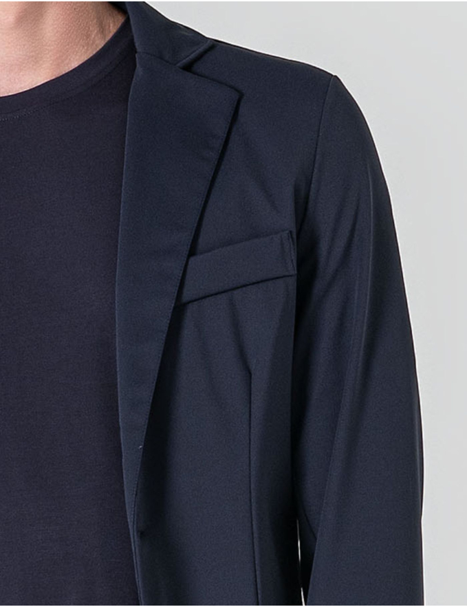 BLAZER AZUL DESESTRUTURADO EM TECIDO TÉCNICO
