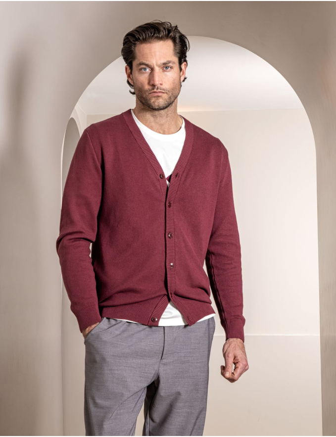 CARDIGAN DE BOTÕES BORDEAUX
