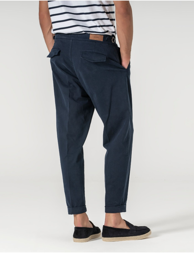 CALÇA CHINO CROPPED FIT PREGA DUPLA AZUL