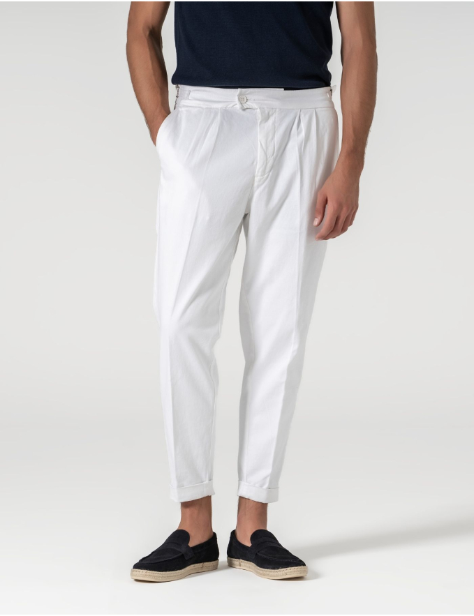 CALÇA CHINO CROPPED FIT PREGA DUPLA BRANCA