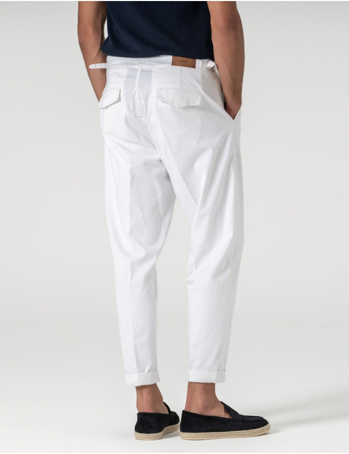 CALÇA CHINO CROPPED FIT PREGA DUPLA BRANCA