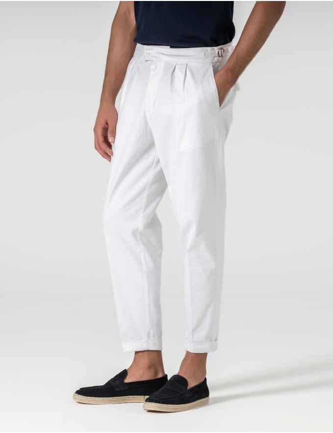 CALÇA CHINO CROPPED FIT PREGA DUPLA BRANCA