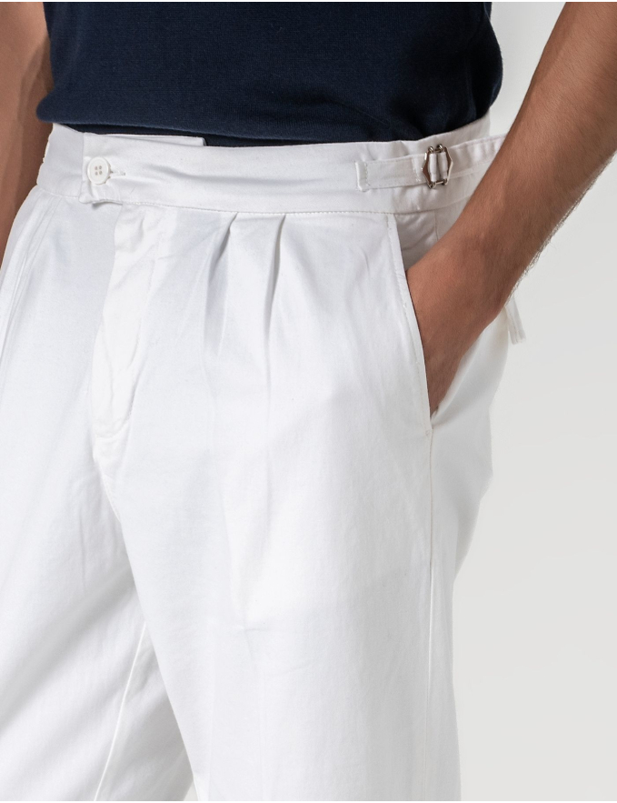 CALÇA CHINO CROPPED FIT PREGA DUPLA BRANCA