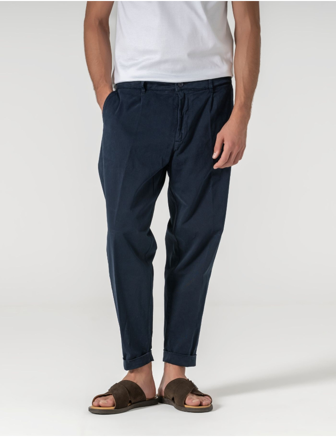 CALÇA CHINO CROPPED FIT VIROLA AZUL
