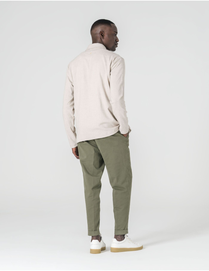 CALÇA CHINO CROPPED FIT VIROLA VERDE OLIVA