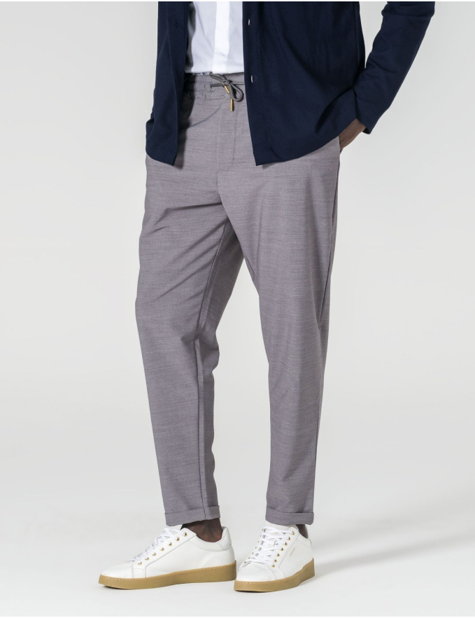 CALÇA CINZA DE TECIDO COM CORDÃO CROPPED FIT