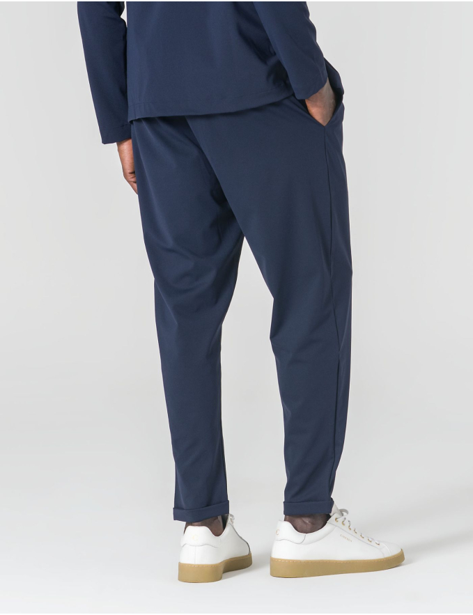 CALÇA COM CORDÃO TECIDO TÉCNICO CROPPED FIT AZUL