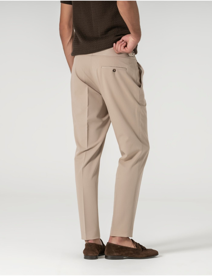CALÇA DE ALFAIATARIA CINTURA SUBIDA BEGE