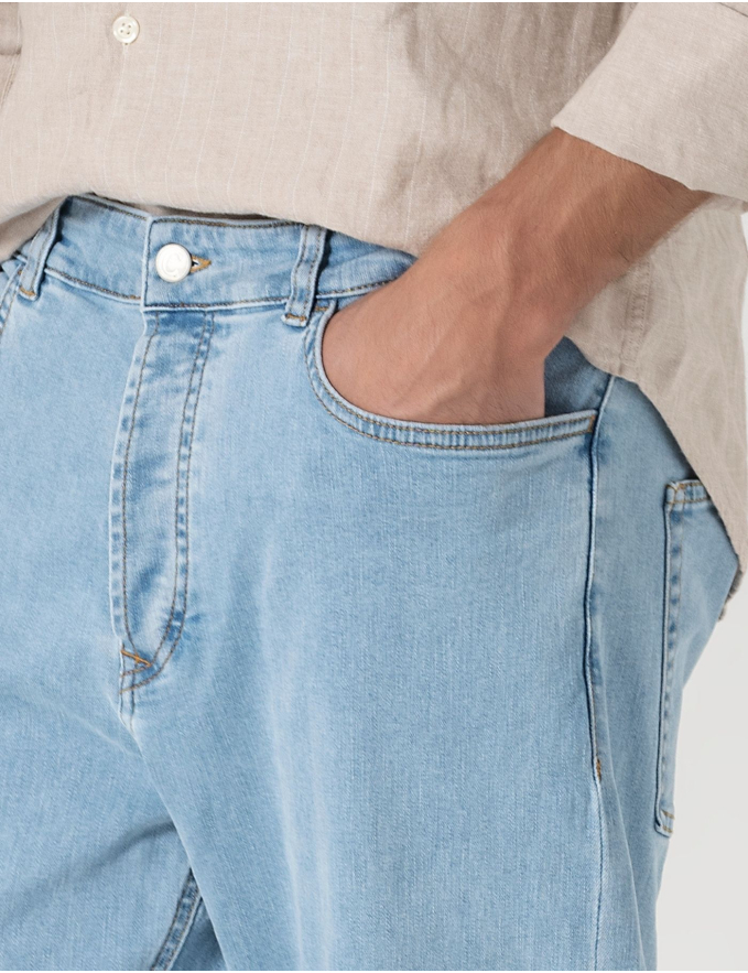 CALÇA DE GANGA CROPPED FIT AZUL CLARO