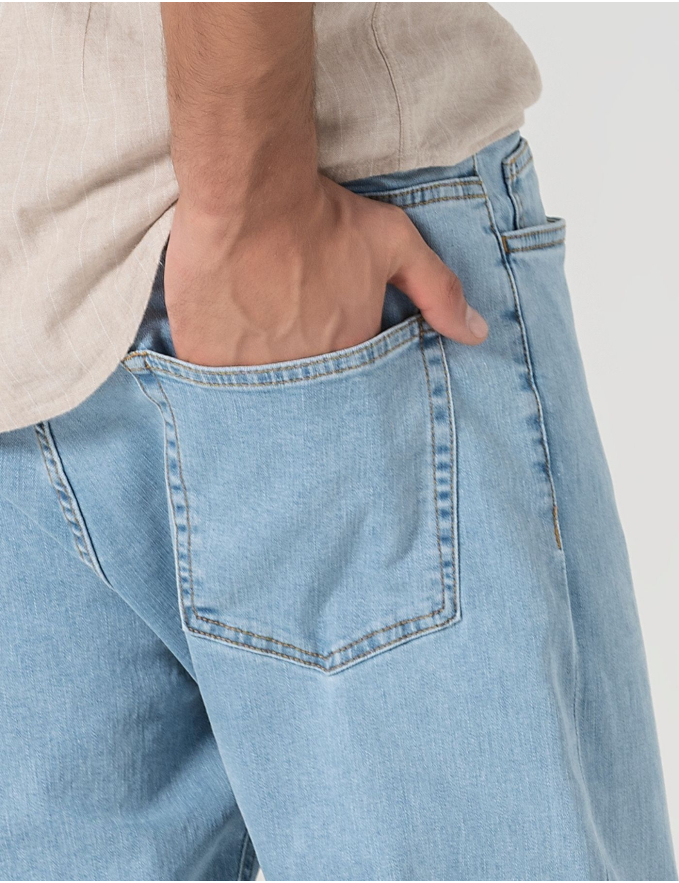 CALÇA DE GANGA CROPPED FIT AZUL CLARO