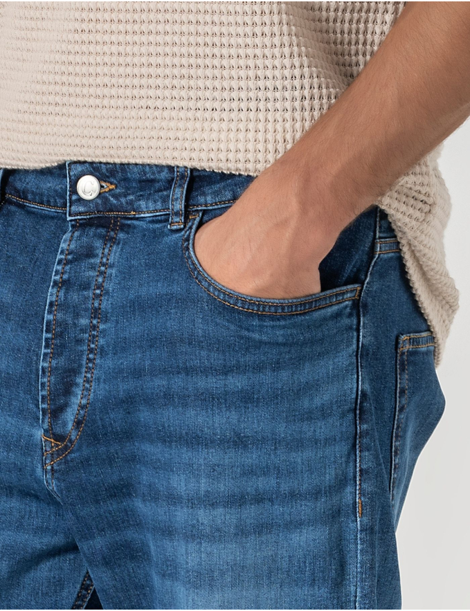 CALÇA DE GANGA CROPPED FIT AZUL MÉDIO
