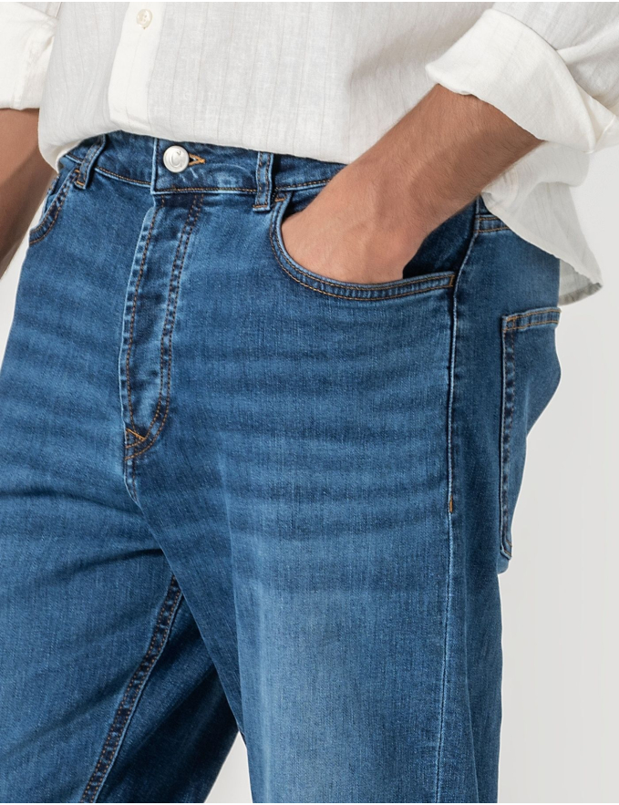 CALÇA DE GANGA REGULAR FIT AZUL MÉDIO