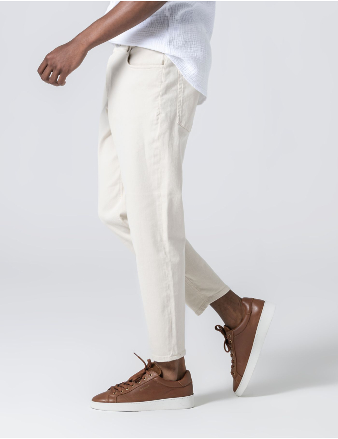 CALÇA DE SARJA RINGUE CROPPED FIT BEGE
