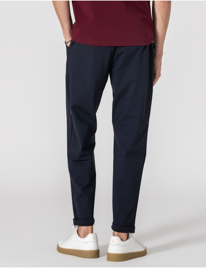 CALÇA DE TECIDO TÉCNICO COM NERVURA AZUL CROPPED