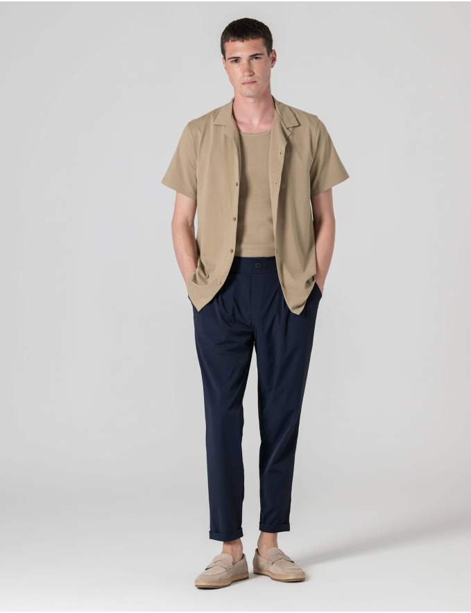 CALÇA DE TECIDO TÉCNICO AZUL MARINHO