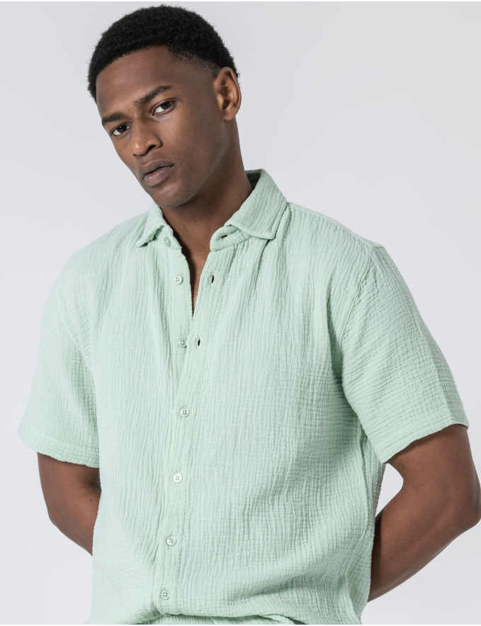 CAMISA MUSSELINA PISTÁCIO
