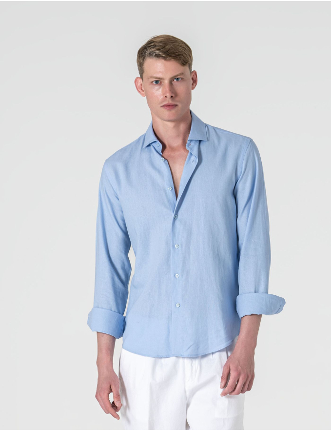 CAMISA DE LINHO AZUL CLARO