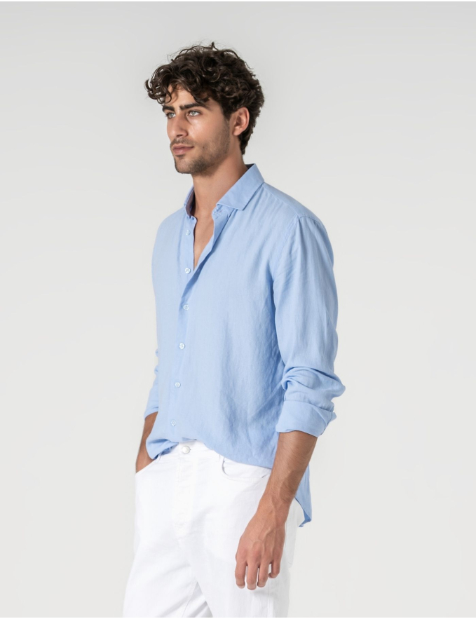 CAMISA DE LINHO AZUL CLARO