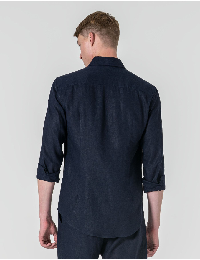 CAMISA DE LINHO AZUL MARINHO