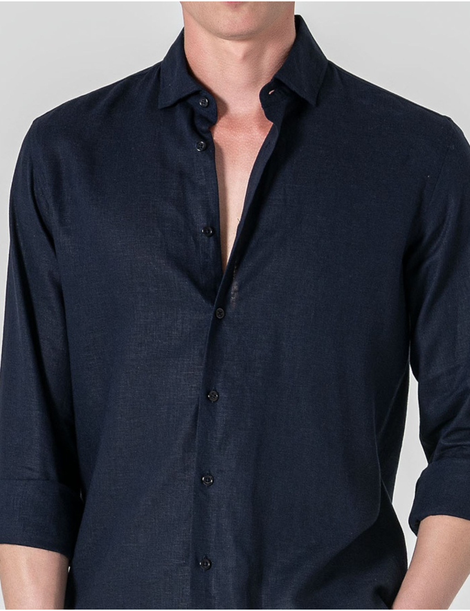 CAMISA DE LINHO AZUL MARINHO