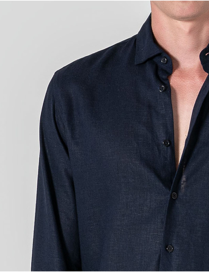 CAMISA DE LINHO AZUL MARINHO
