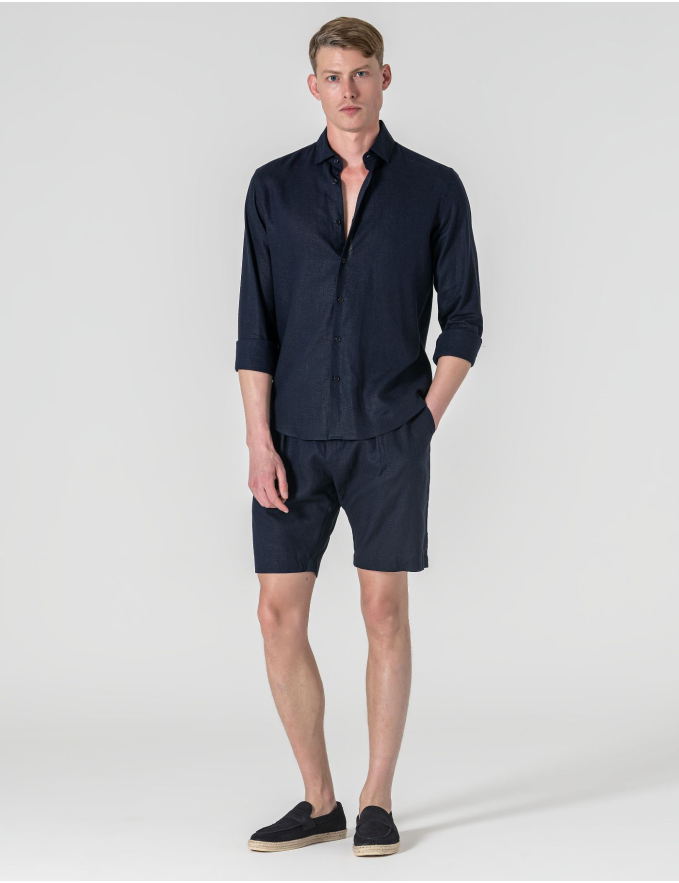 CAMISA DE LINHO AZUL MARINHO