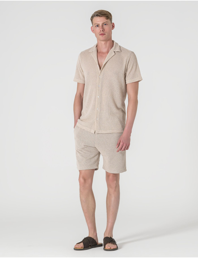 CAMISA HAVAIANA CROCHET BEGE