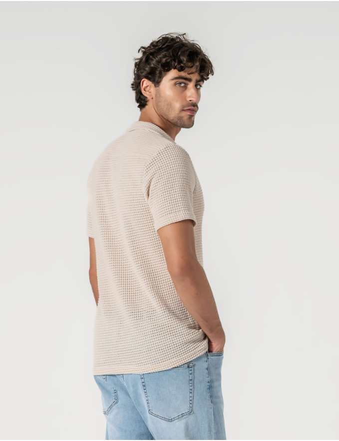 CAMISA HAVAIANA CROCHET BEGE