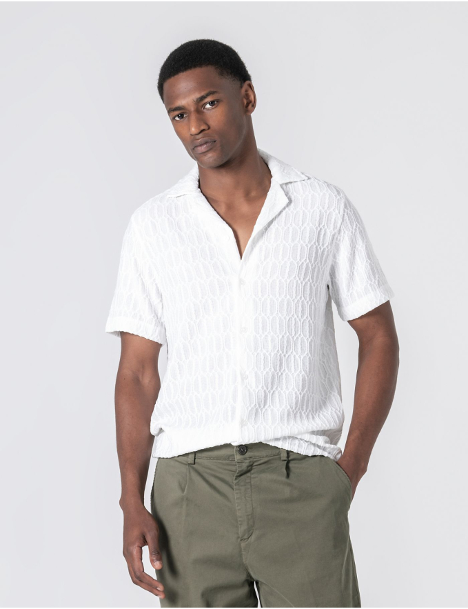 CAMISA HAVAIANA TEXTURADA BRANCA 