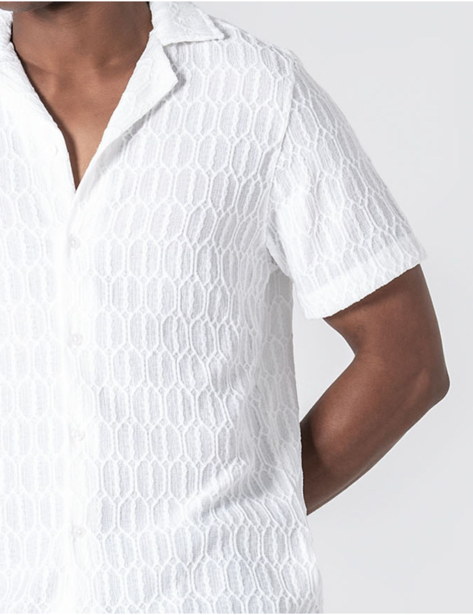 CAMISA HAVAIANA TEXTURADA BRANCA 