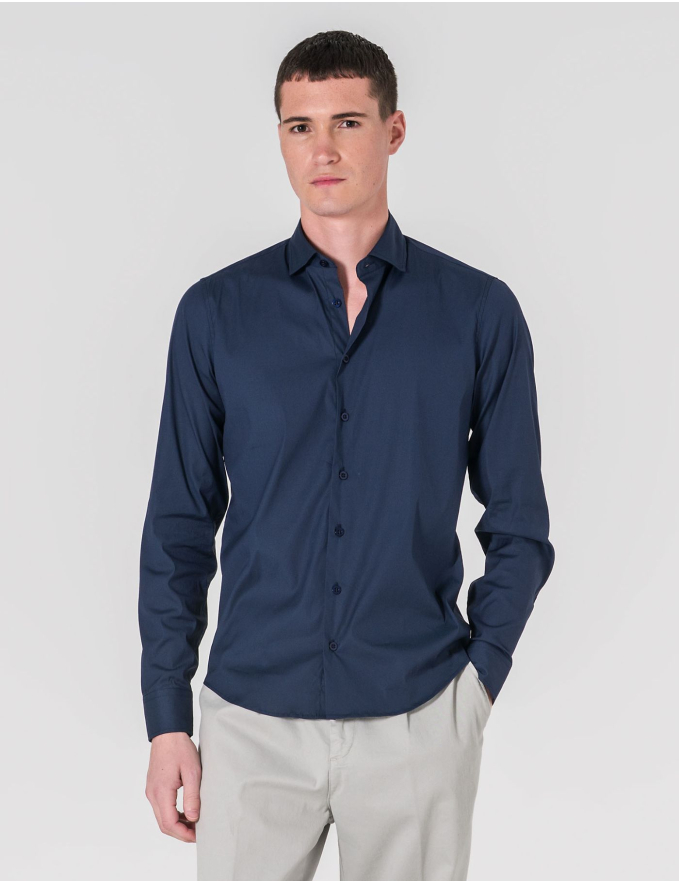 CAMISA SLIM FIT SOFT TOUCH AZUL MARINHO