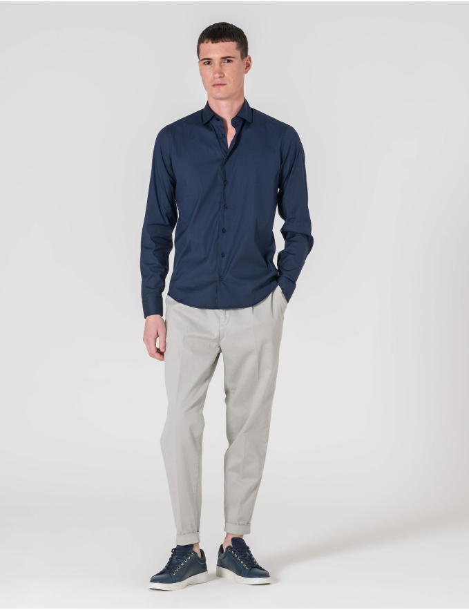 CAMISA SLIM FIT SOFT TOUCH AZUL MARINHO