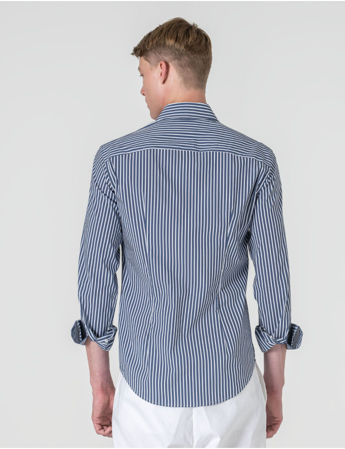 CAMISA SLIM FIT SOFT TOUCH RISCA AZUL