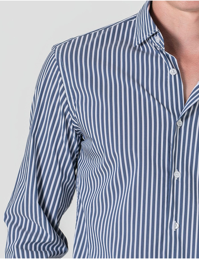 CAMISA SLIM FIT SOFT TOUCH RISCA AZUL
