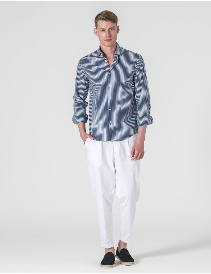 CAMISA SLIM FIT SOFT TOUCH RISCA AZUL