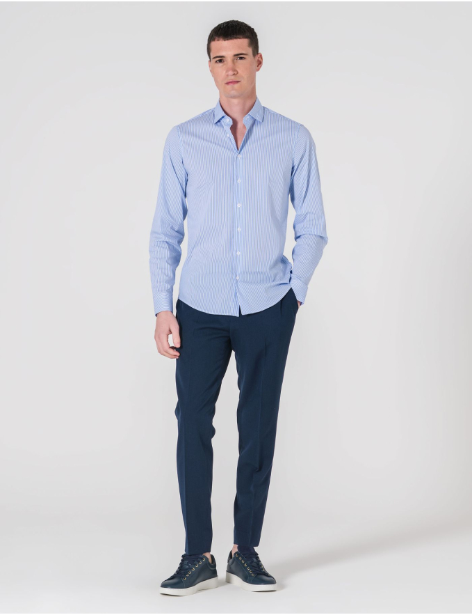 CAMISA SLIM FIT SOFT TOUCH RISCA AZUL CLARO
