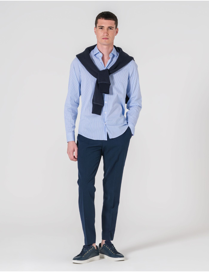 CAMISA SLIM FIT SOFT TOUCH RISCA AZUL CLARO