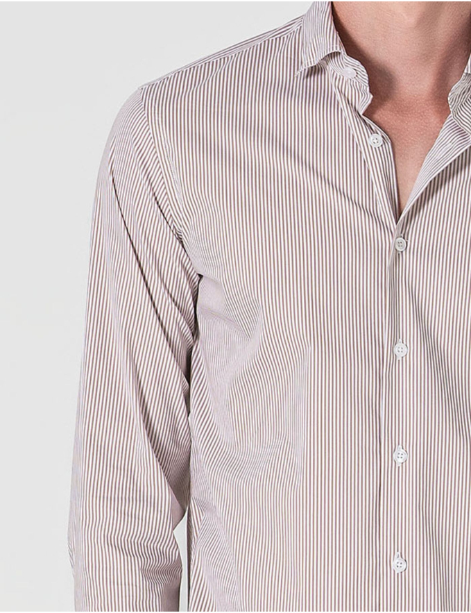CAMISA SLIM FIT SOFT TOUCH RISCA BEGE