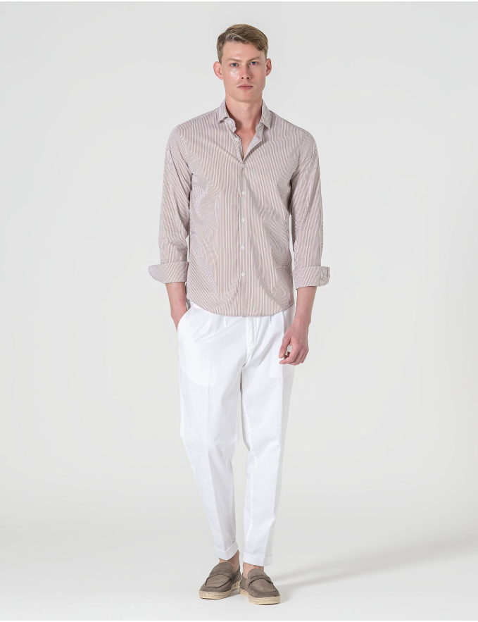 CAMISA SLIM FIT SOFT TOUCH RISCA BEGE